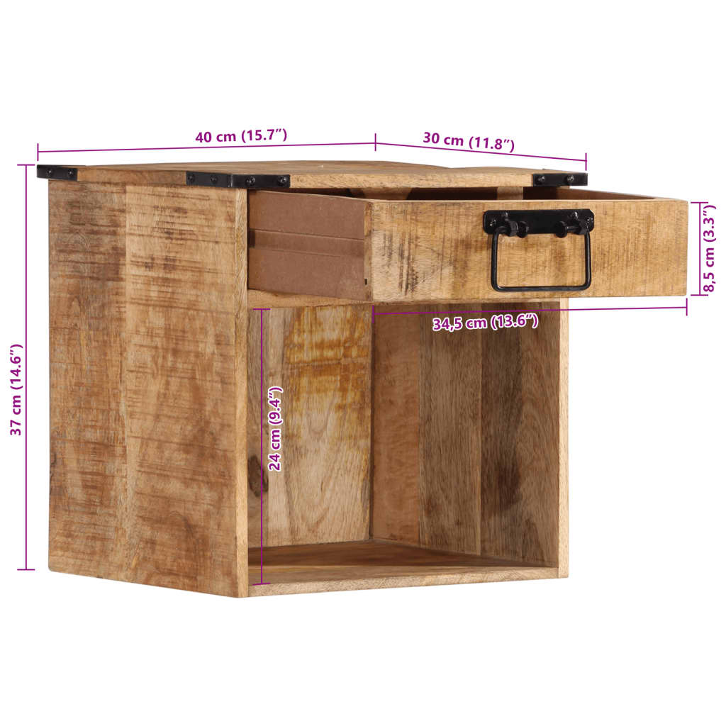 Nattbord 40x30x37 cm heltre mango