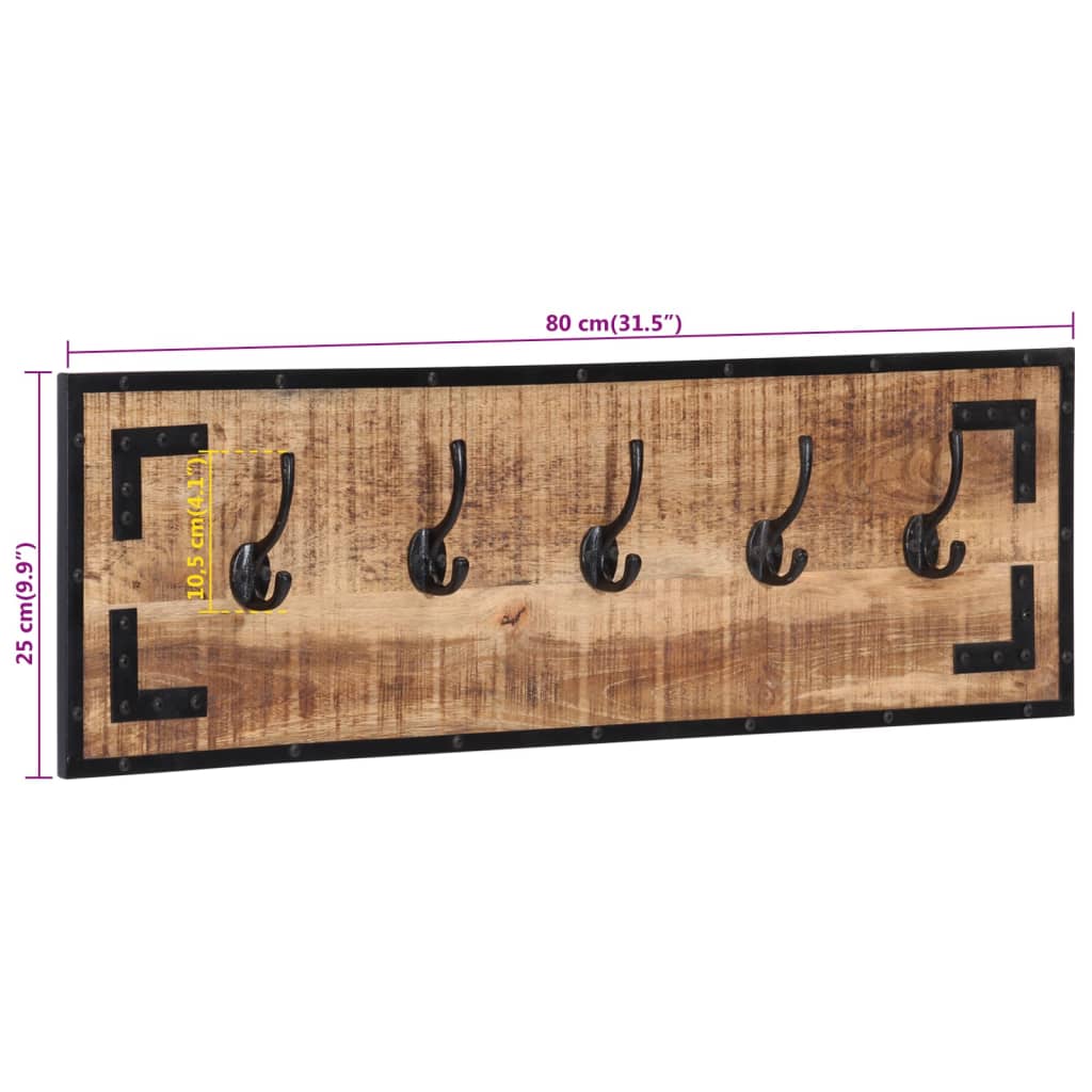 Knaggrekker 2 stk 80x8x25 cm heltre grovt mangotre