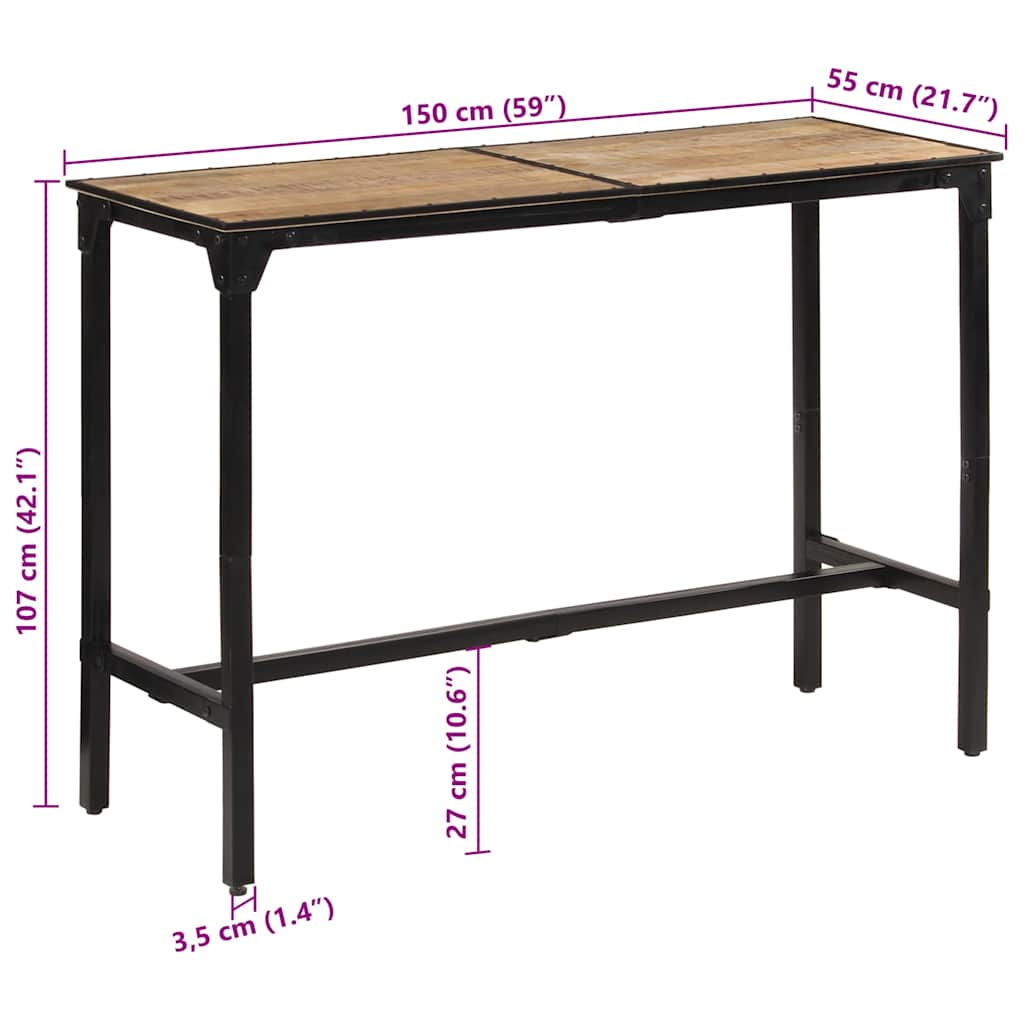 Barbord 150x55x107 cm grovt heltre mangotre