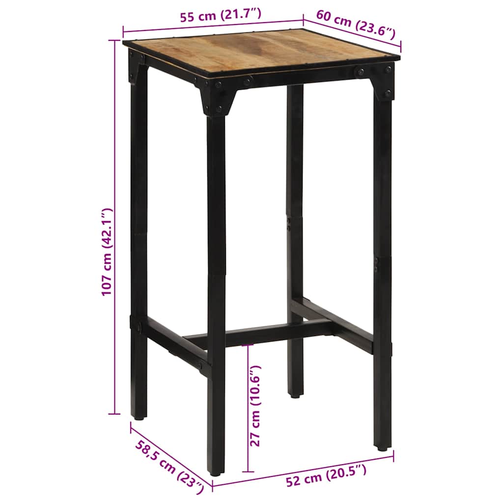Barbord 60x55x107 cm grovt heltre mangotre