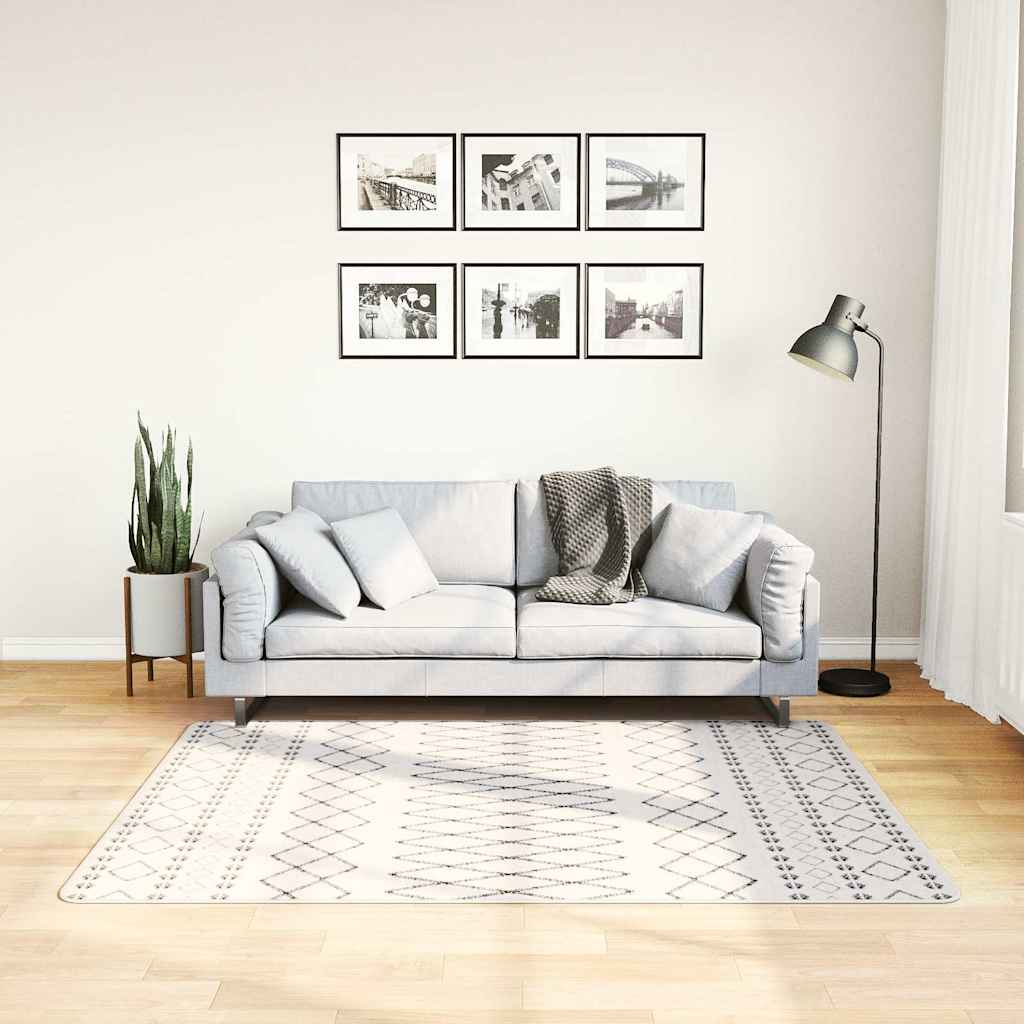 Teppe vaskbart svart og hvit 120x170 cm