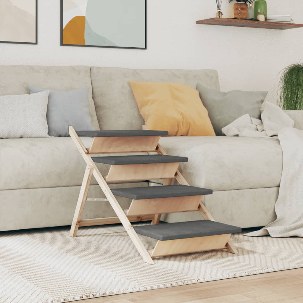 Hundetrapp grå 105x47 cm heltre gran vidaXL
