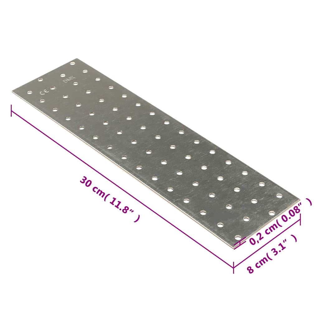 Perforerte plater 20 stk 2 mm 300x80 mm Galvanisert stål