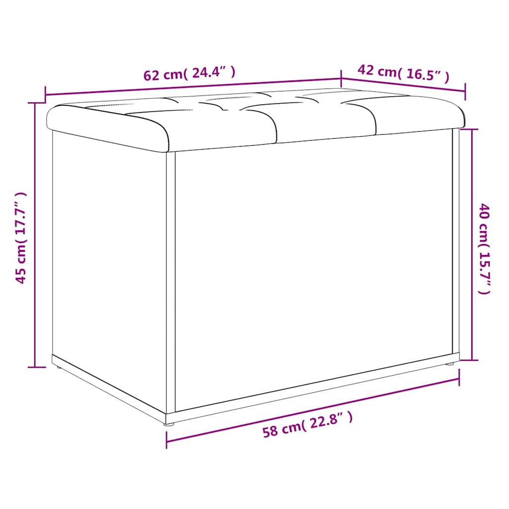 Oppbevaringsbenk Sonoma eik 62x42x45 cm konstruert tre