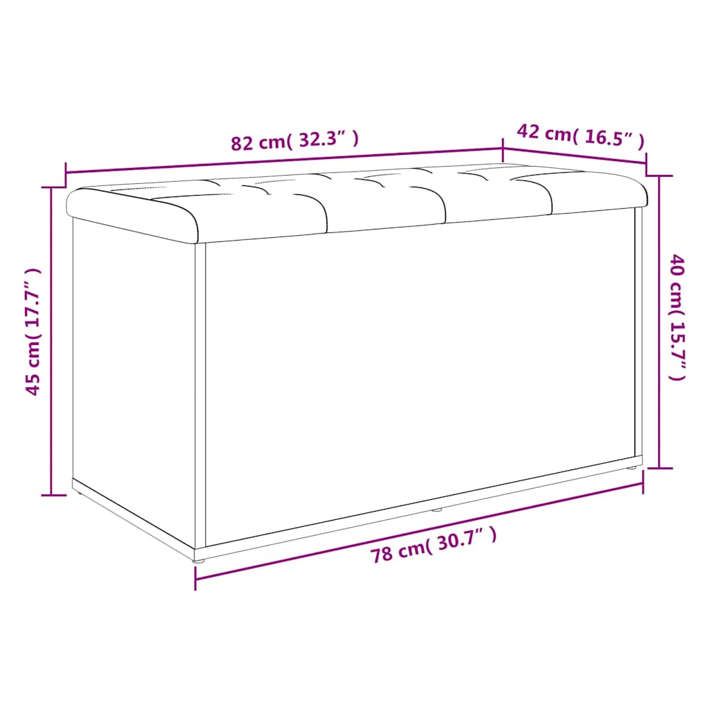 Oppbevaringsbenk Sonoma eik 82x42x45 cm konstruert tre
