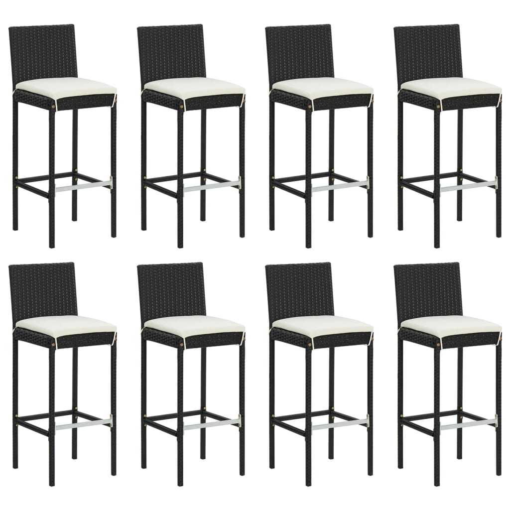 Hagebarsett med puter 9 deler svart polyrotting