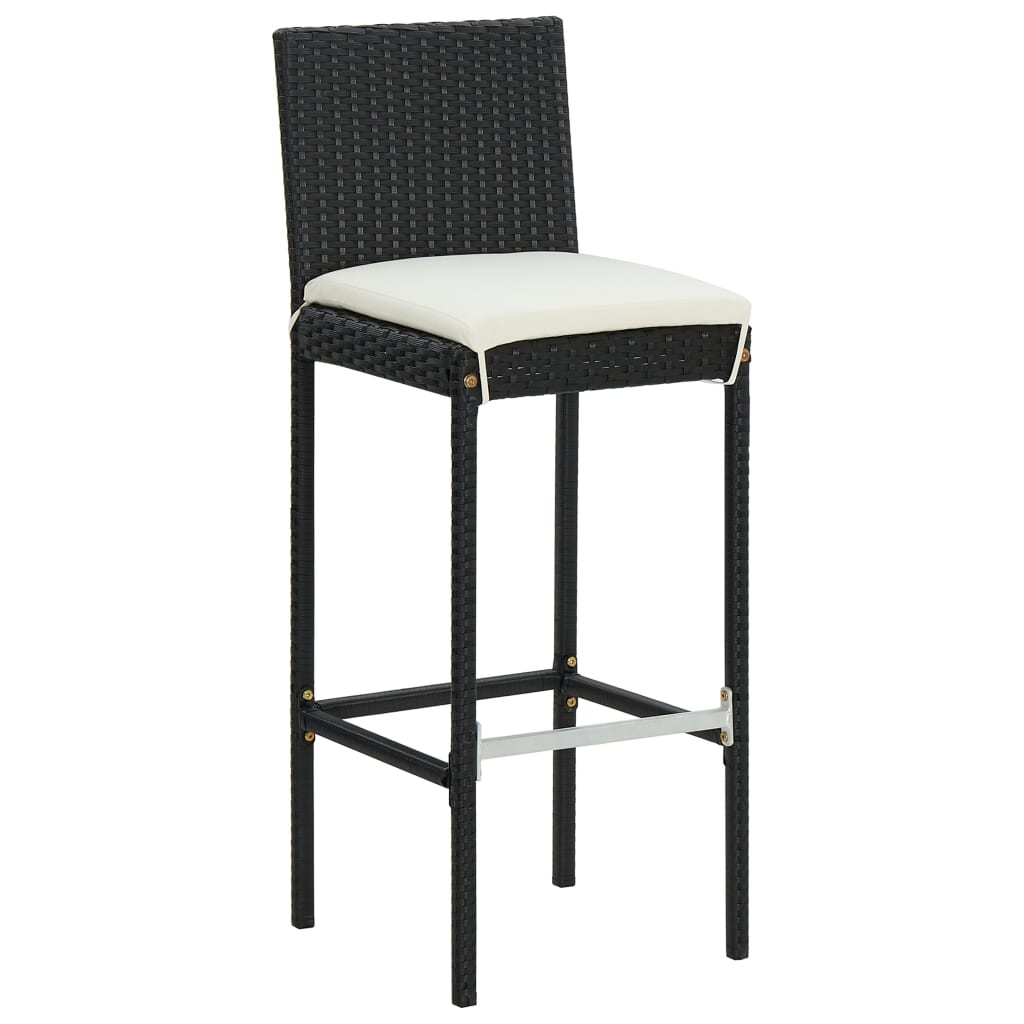 Hagebarsett med puter 9 deler svart polyrotting