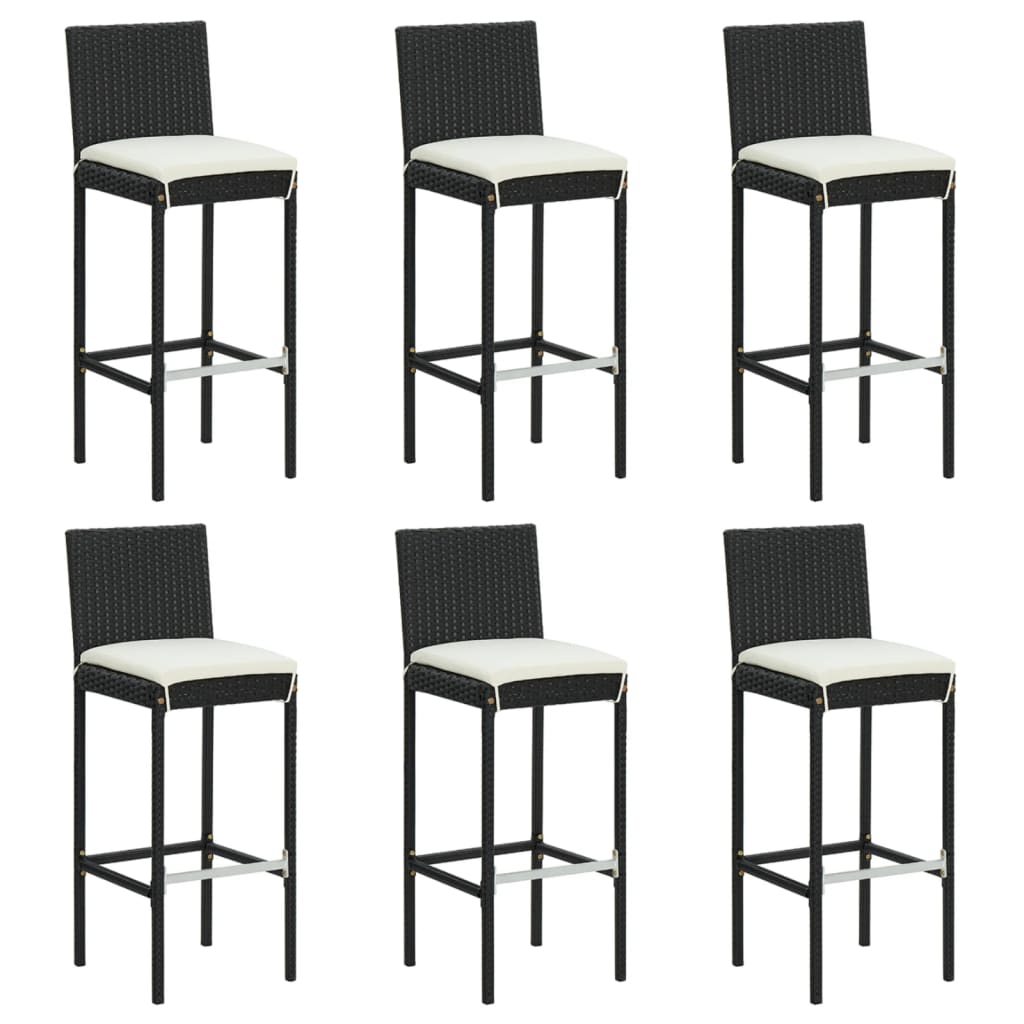 Hagebarsett med puter 7 deler svart polyrotting