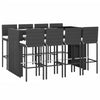 Hagebarsett med puter 9 deler svart polyrotting