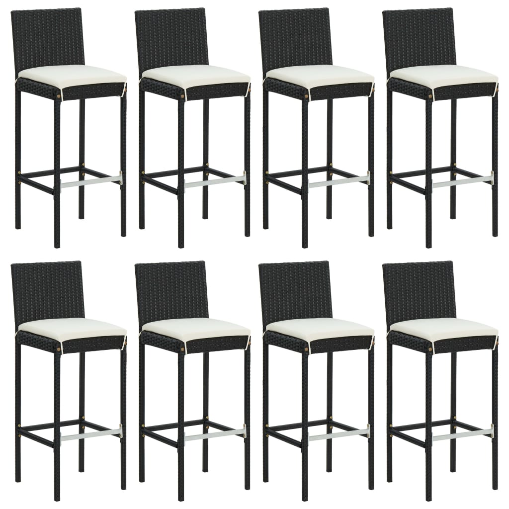 Hagebarsett med puter 9 deler svart polyrotting