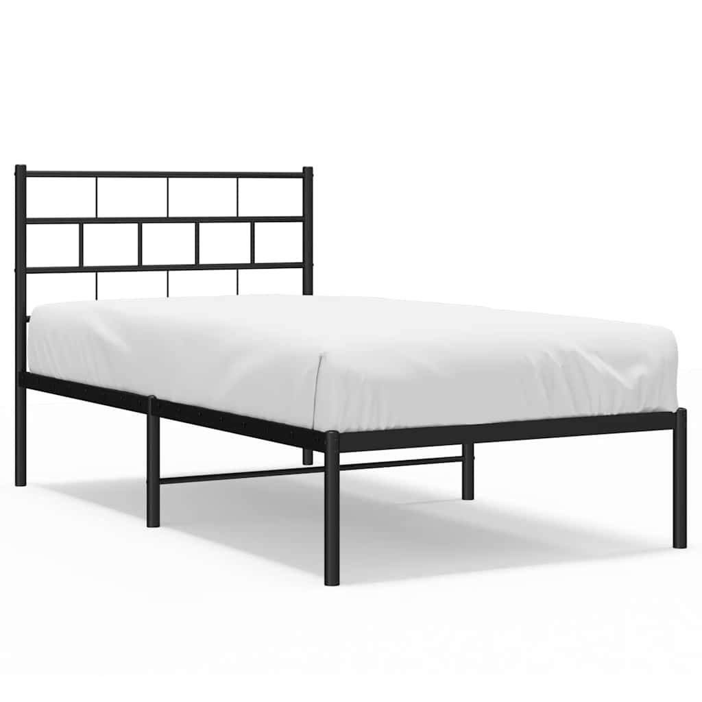 Sengeramme i metall med hodegavl svart 100x190 cm
