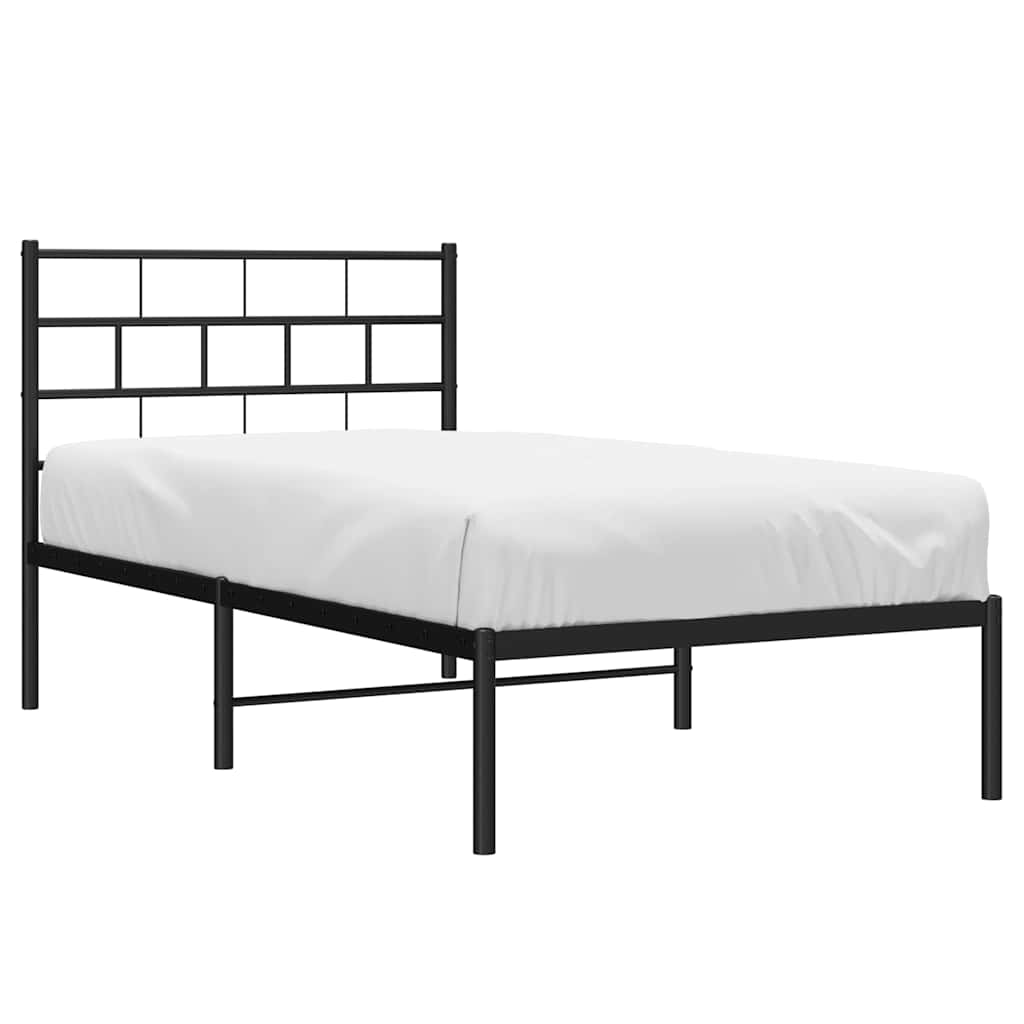 Sengeramme i metall med hodegavl svart 100x190 cm