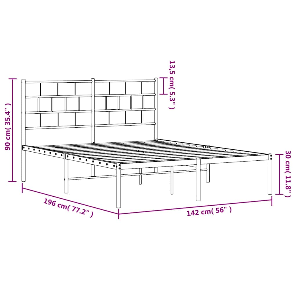Sengeramme i metall med hodegavl svart 135x190 cm