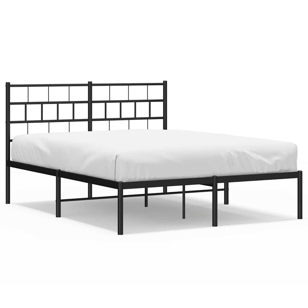 Sengeramme i metall med sengegavl svart 150x200 cm
