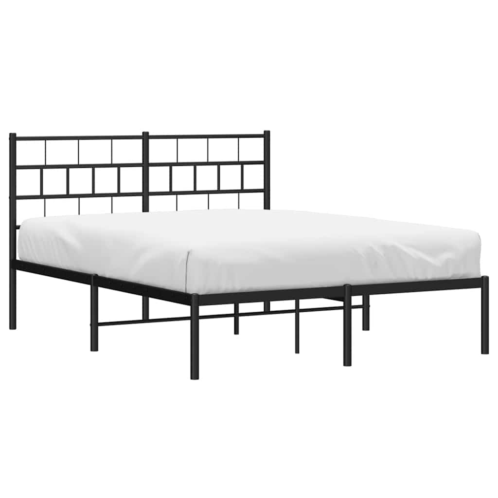 Sengeramme i metall med sengegavl svart 150x200 cm
