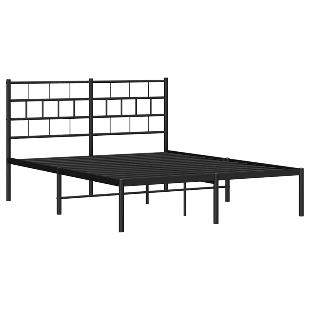 Sengeramme i metall med sengegavl svart 150x200 cm
