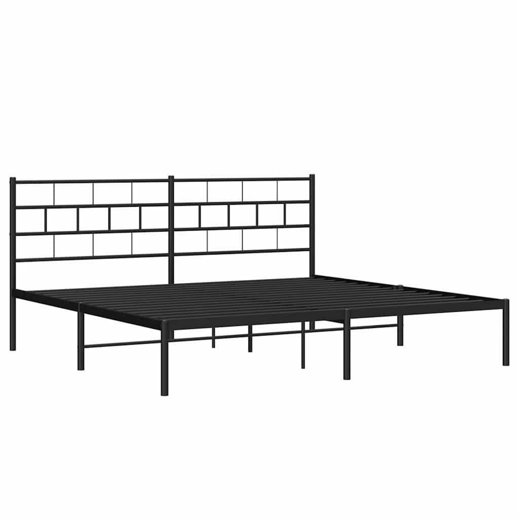 Sengeramme i metall med sengegavl svart 183x213 cm