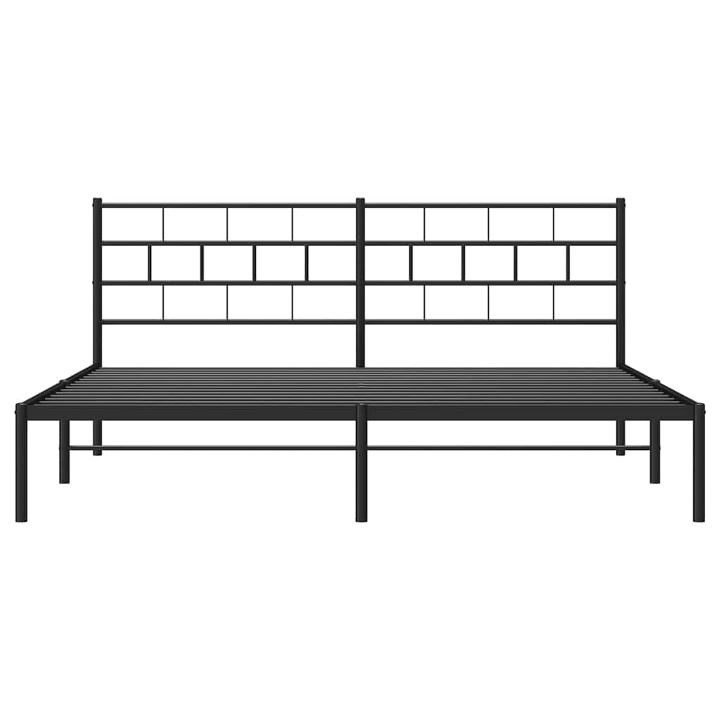 Sengeramme i metall med sengegavl svart 183x213 cm