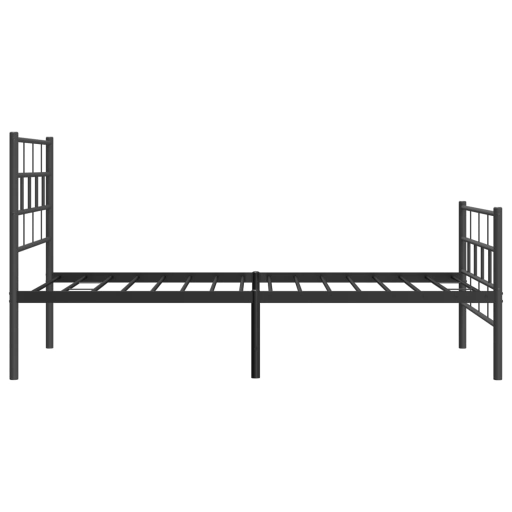 Sengeramme i metall med hode- og fotgavl svart 90x200 cm