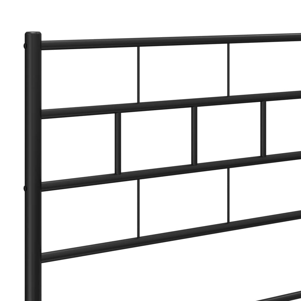 Sengeramme i metall med hode- og fotgavl svart 90x200 cm