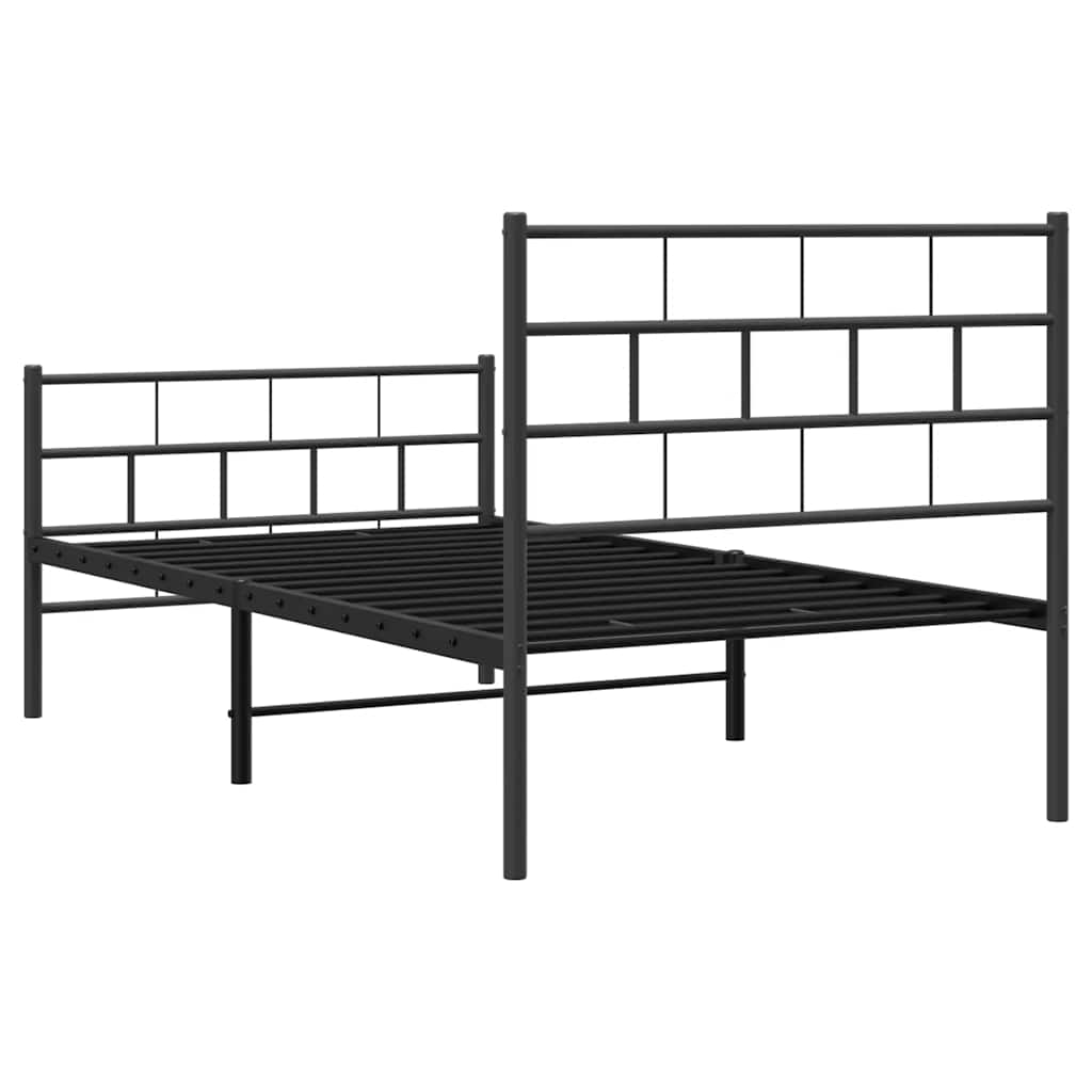 Sengeramme i metall med hode- og fotgavl svart 100x190 cm