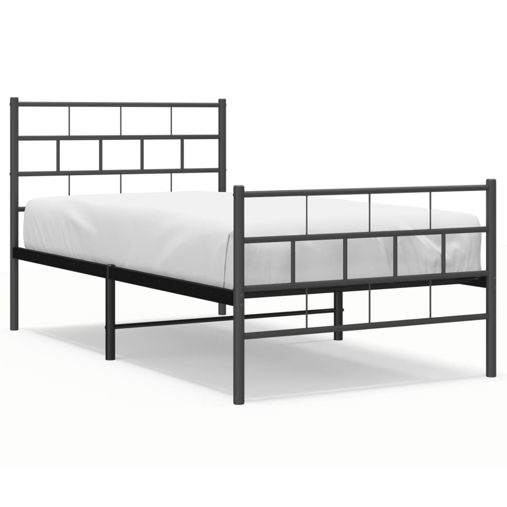 Sengeramme i metall med hode- og fotgavl svart 107x203 cm