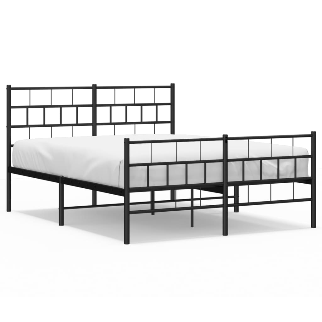 Sengeramme i metall med hode- og fotgavl svart 140x190 cm vidaXL