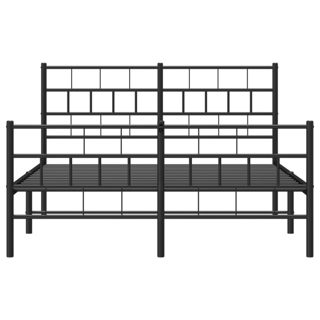 Sengeramme i metall med hode- og fotgavl svart 140x190 cm vidaXL