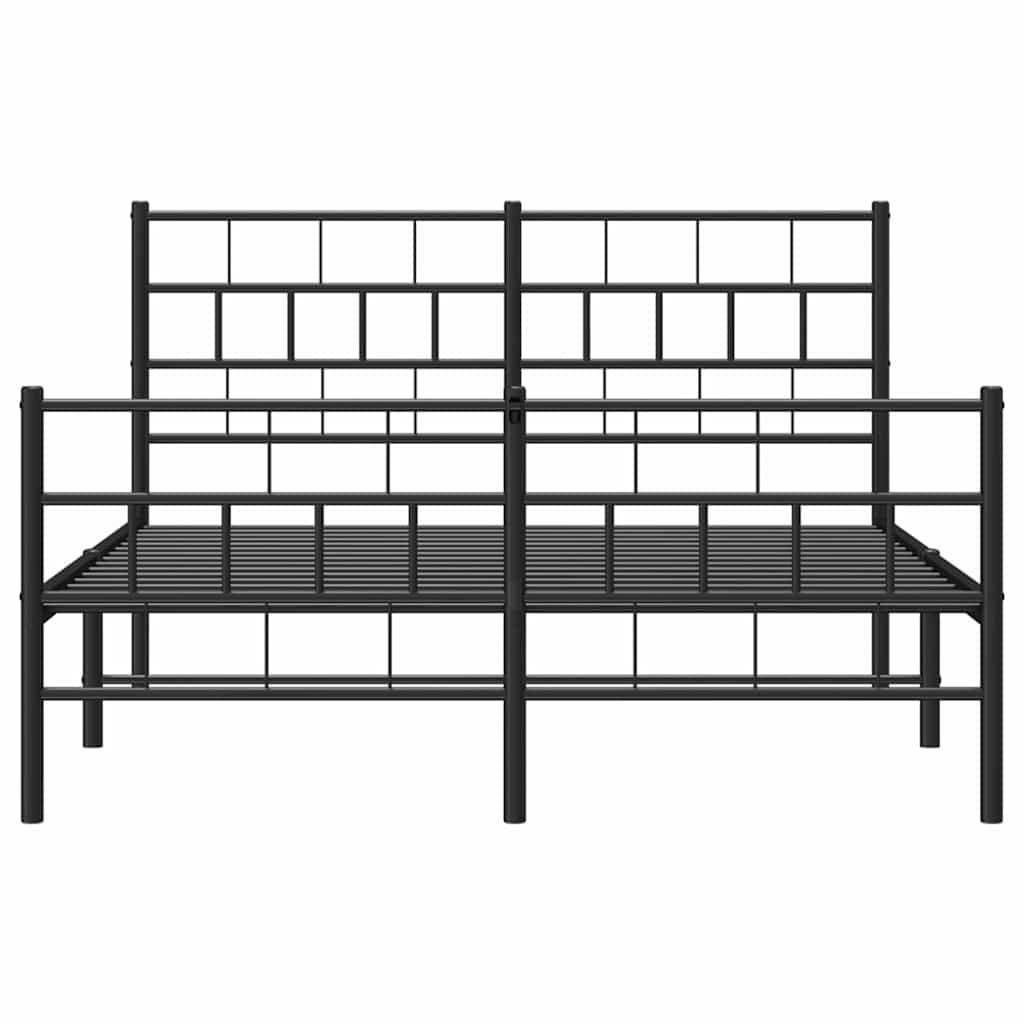 Sengeramme i metall med hode- og fotgavl svart 150x200 cm