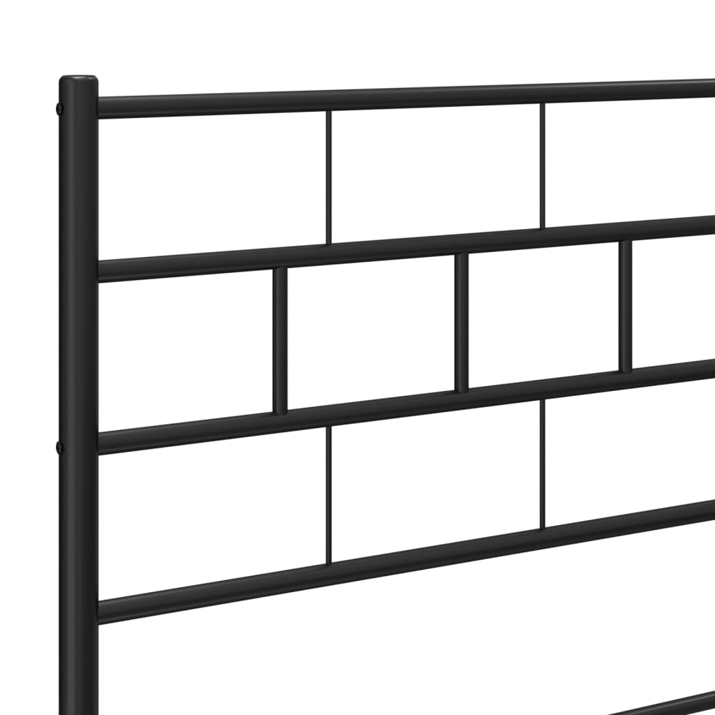 Sengeramme i metall med hode- og fotgavl svart 200x200 cm