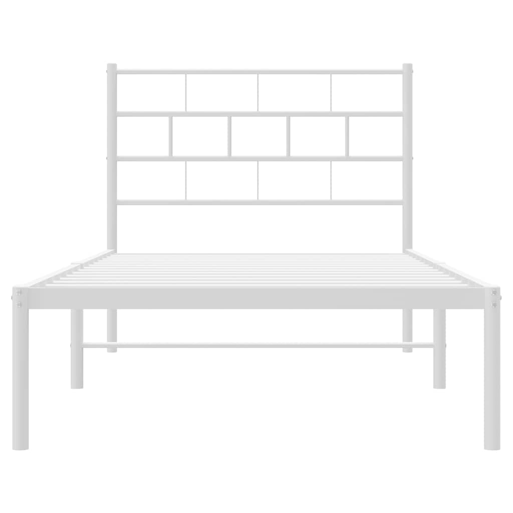 Sengeramme i metall med hodegavl hvit 100x190 cm
