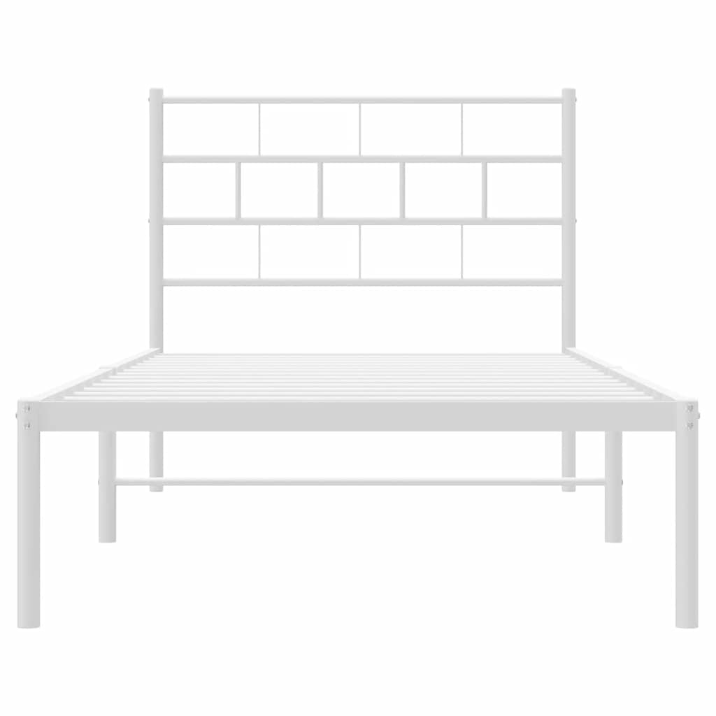 Sengeramme i metall med hodegavl hvit 100x200 cm