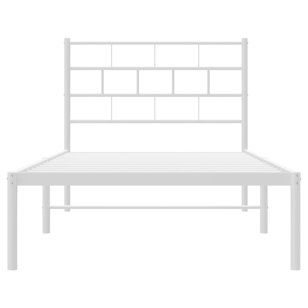 Sengeramme i metall med hodegavl hvit 107x203 cm