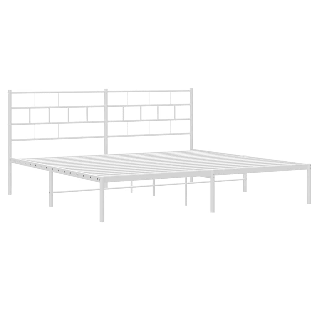 Sengeramme i metall med hodegavl hvit 193x203 cm