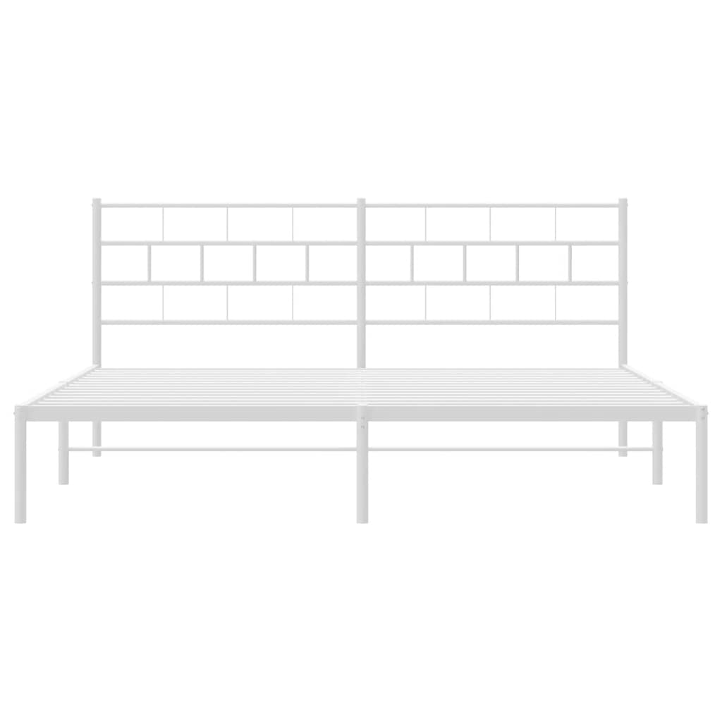 Sengeramme i metall med hodegavl hvit 193x203 cm