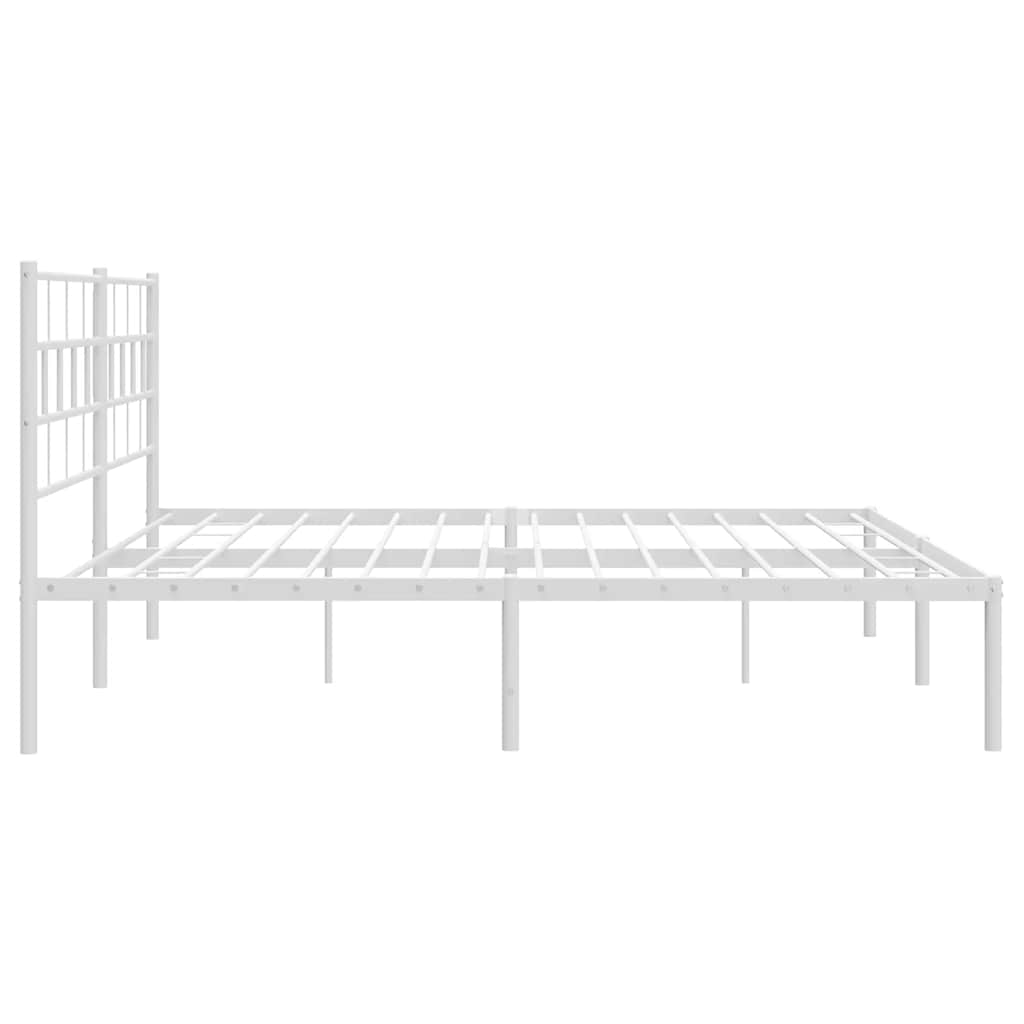 Sengeramme i metall med hodegavl hvit 193x203 cm