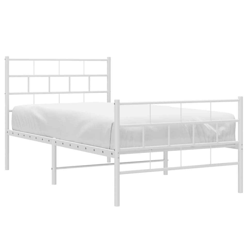 Sengeramme i metall med hode- og fotgavl hvit 90x200 cm