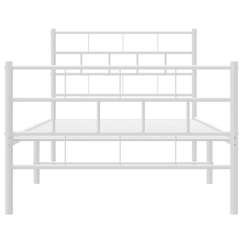 Sengeramme i metall med hode- og fotgavl hvit 90x200 cm