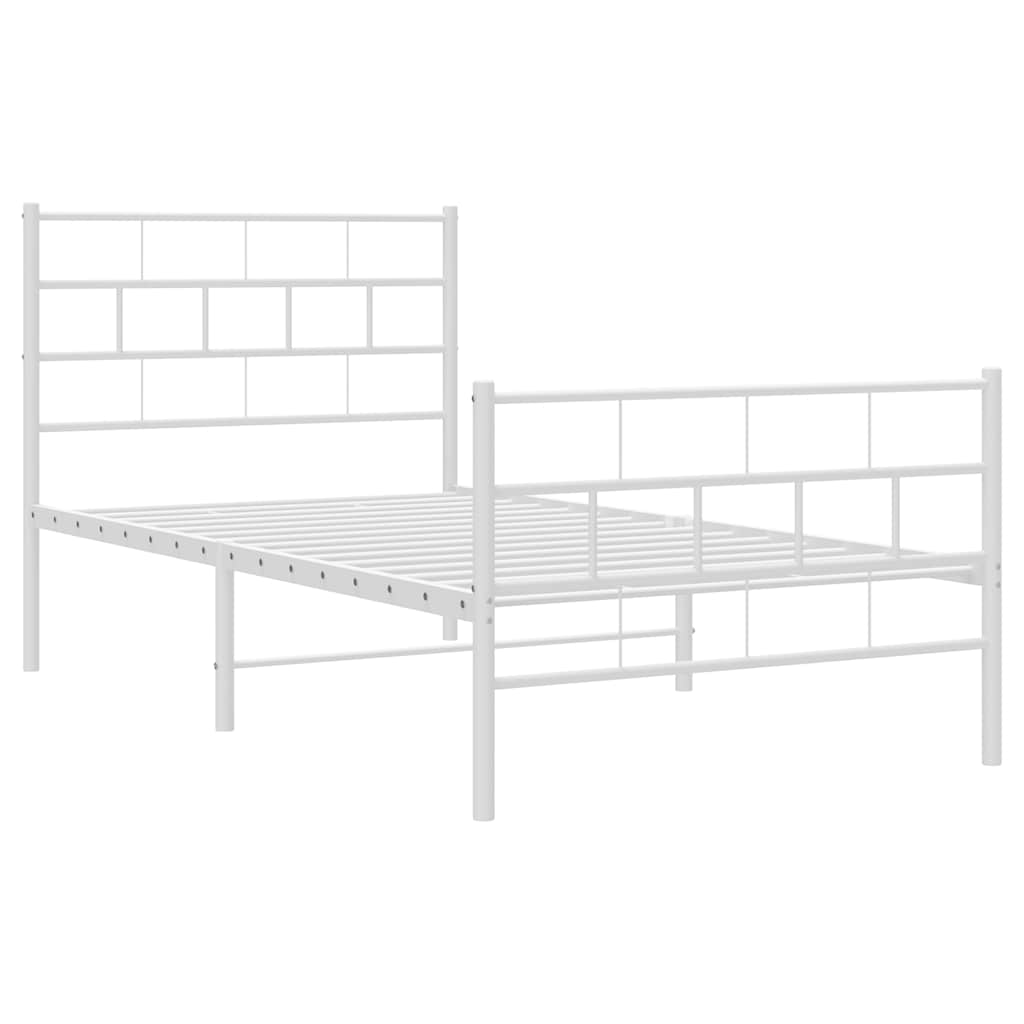 Sengeramme i metall med hode- og fotgavl hvit 100x200 cm