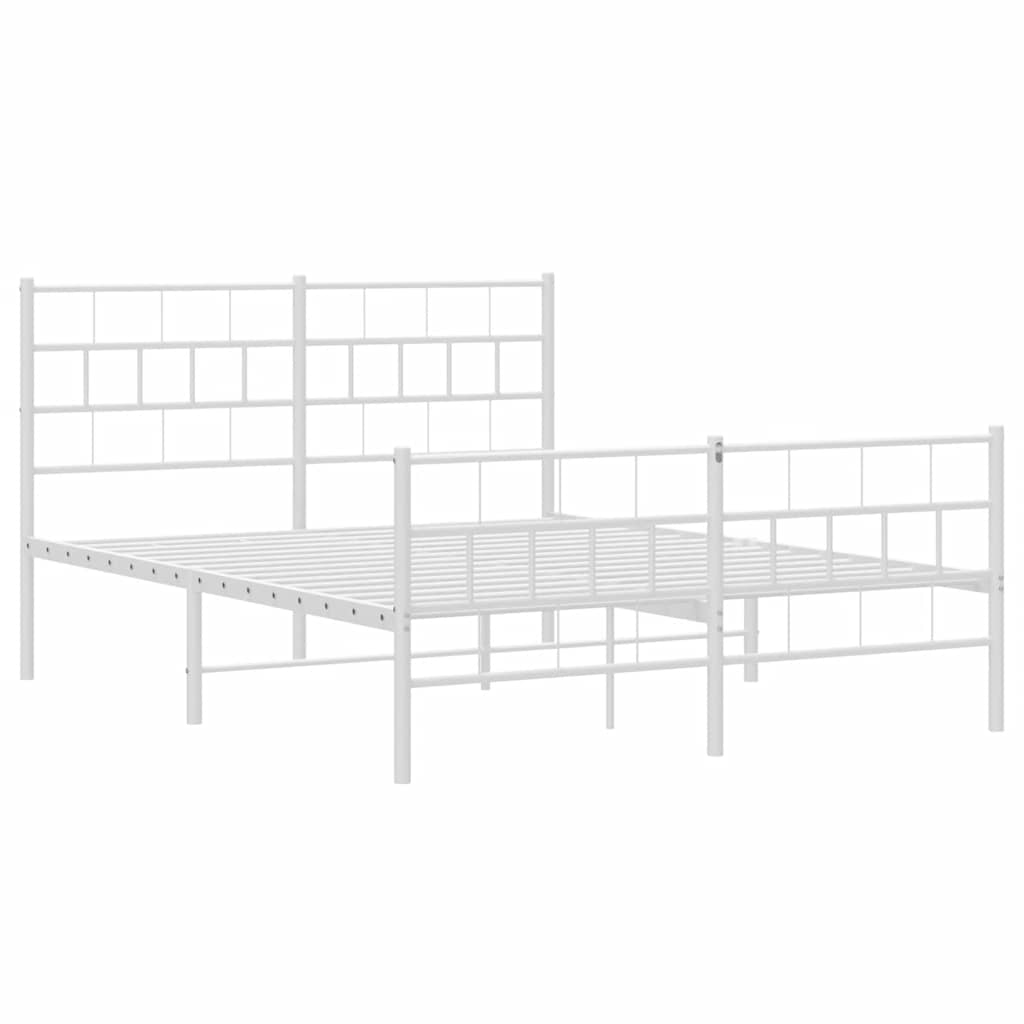 Sengeramme i metall med hode- og fotgavl hvit 135x190 cm