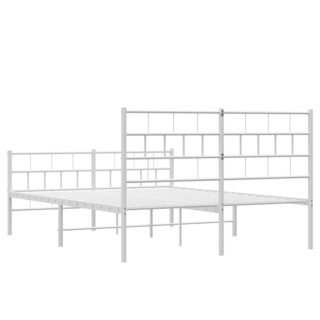Sengeramme i metall med hode- og fotgavl hvit 135x190 cm