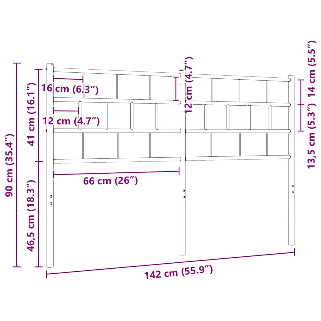 Utskiftbar sengegavl i metall hvit 135 cm