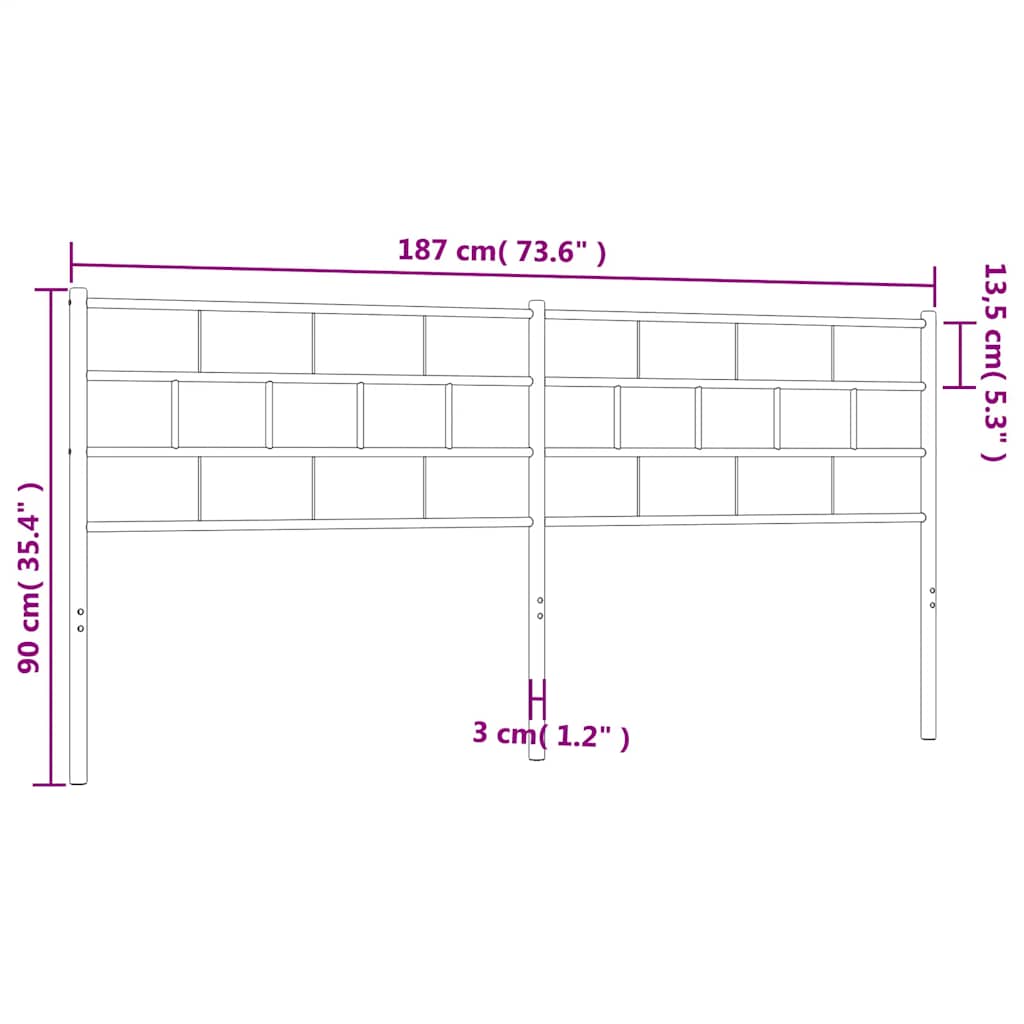 Utskiftbar sengegavl i metall hvit 180 cm