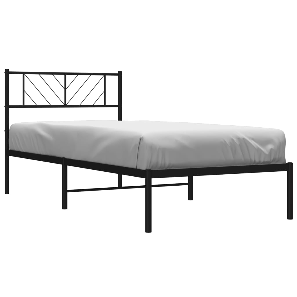 Sengeramme i metall med hodegavl svart 80x200 cm vidaXL