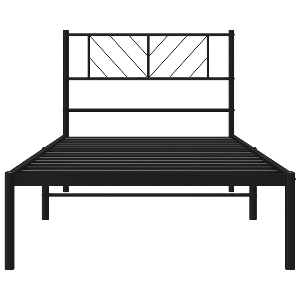 Sengeramme i metall med hodegavl svart 90x190 cm