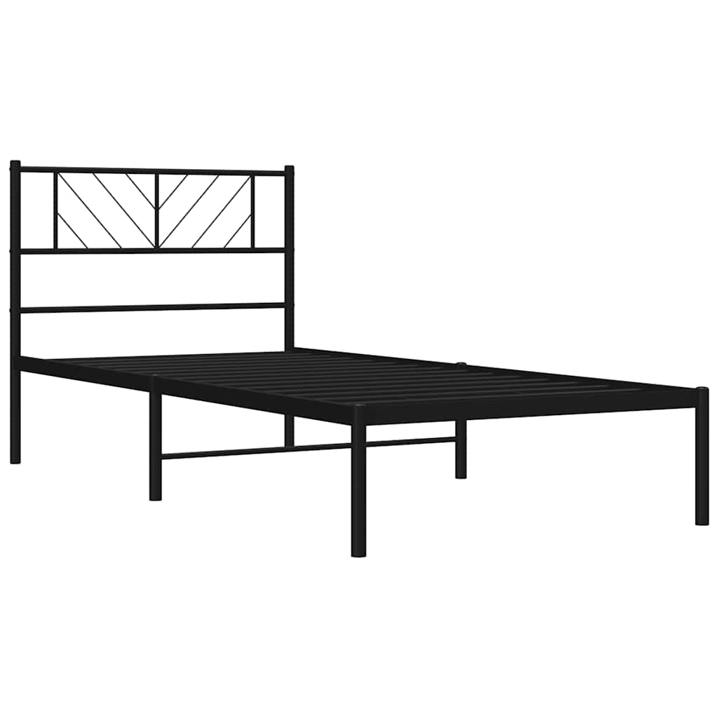 Sengeramme i metall med hodegavl svart 100x190 cm vidaXL