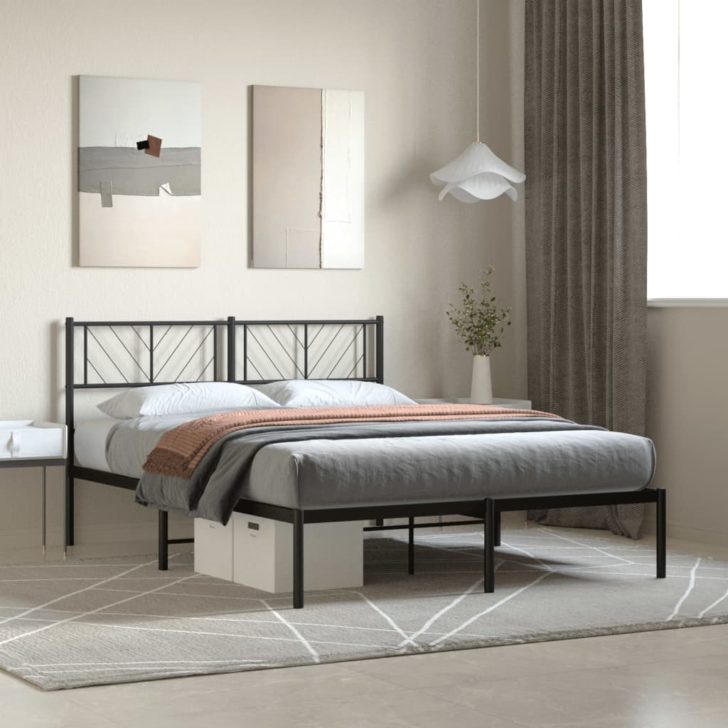 Sengeramme i metall med hodegavl svart 120x190 cm vidaXL