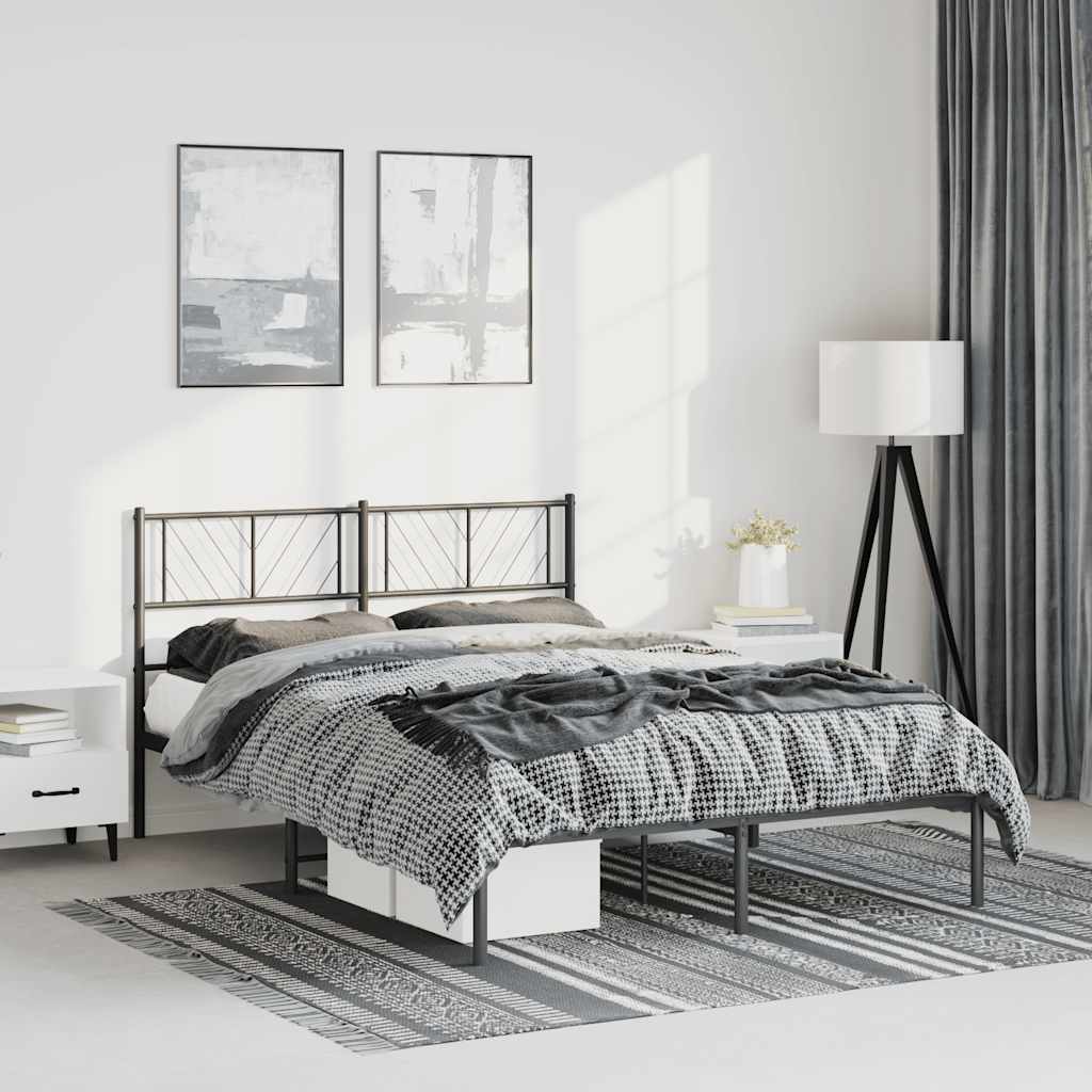 Sengeramme i metall med hodegavl svart 135x190 cm vidaXL