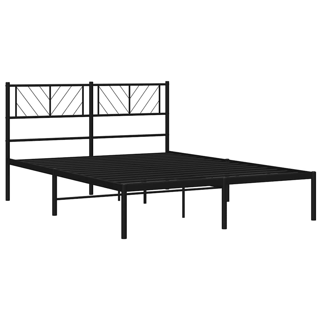 Sengeramme i metall med hodegavl svart 135x190 cm vidaXL