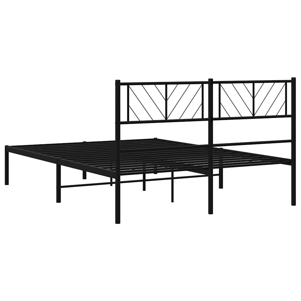 Sengeramme i metall med hodegavl svart 135x190 cm vidaXL
